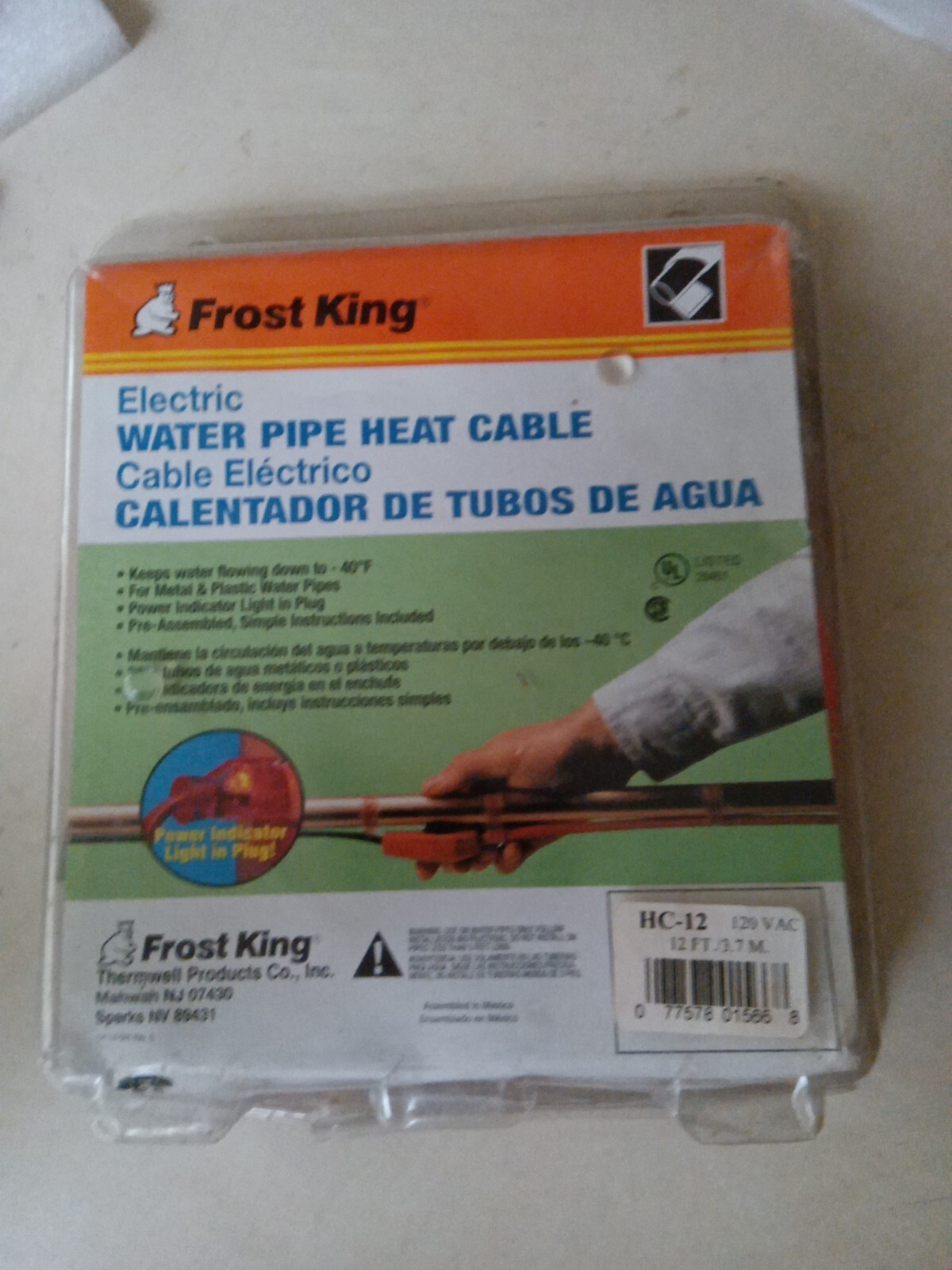 Frost King Electric Water Pipe Heat Cable 12 Feet Pipe Heating Cable – HC12