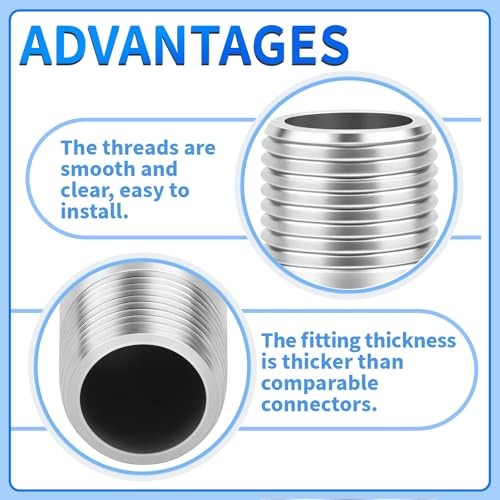 304 Stainless Steel Pipe Fitting, Nipple Cast Pipe 1/2″ NPT 6″ Length(150MM)