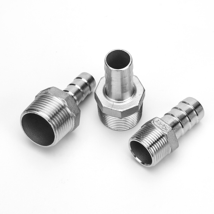 BSP 1/8″ to 2″ Male Thread Stainless Steel Fitting Barb Hose Tail End Connector