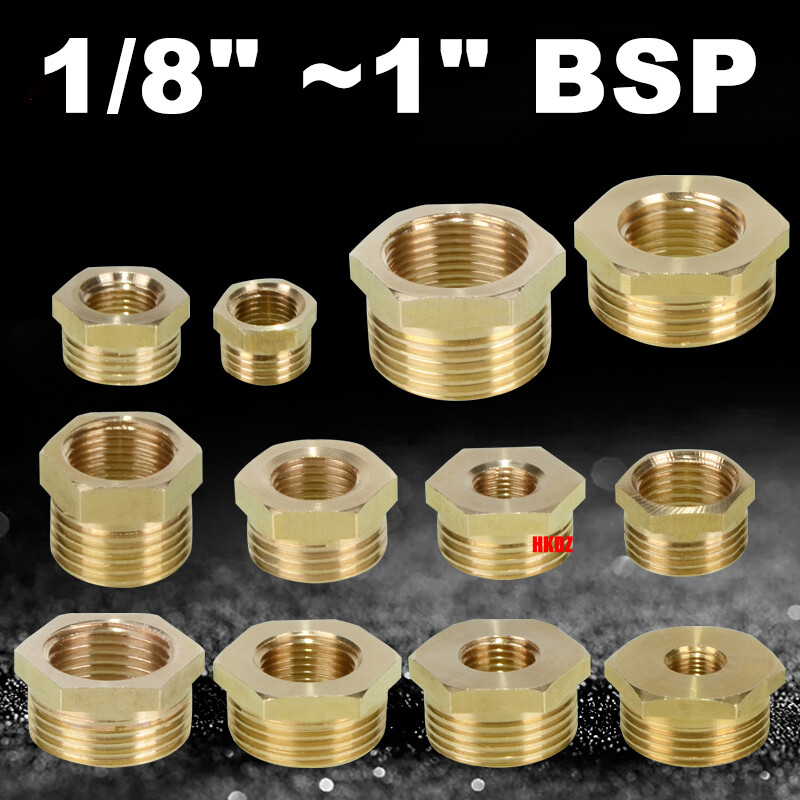 1/8″ ~1″ BSP Brass Reducing Hexagon Thread Fittings Bush Male To Female Adaptor