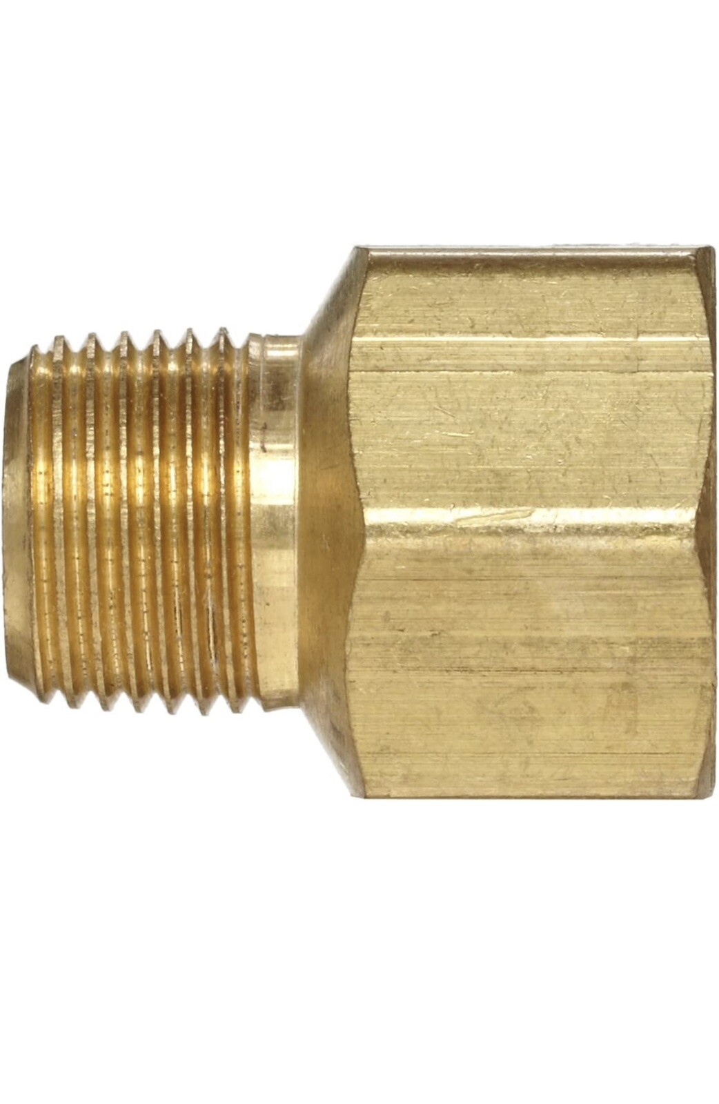 Anderson Metals Brass Pipe Fitting, Adapter, 3/8″ Male Pipe x 1/2″ Female Pipe