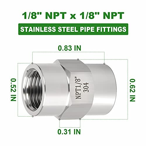 5PCS Forging of 304 Stainless Steel Pipe Fitting, Coupling, 5PCS 1/8″ Style 2