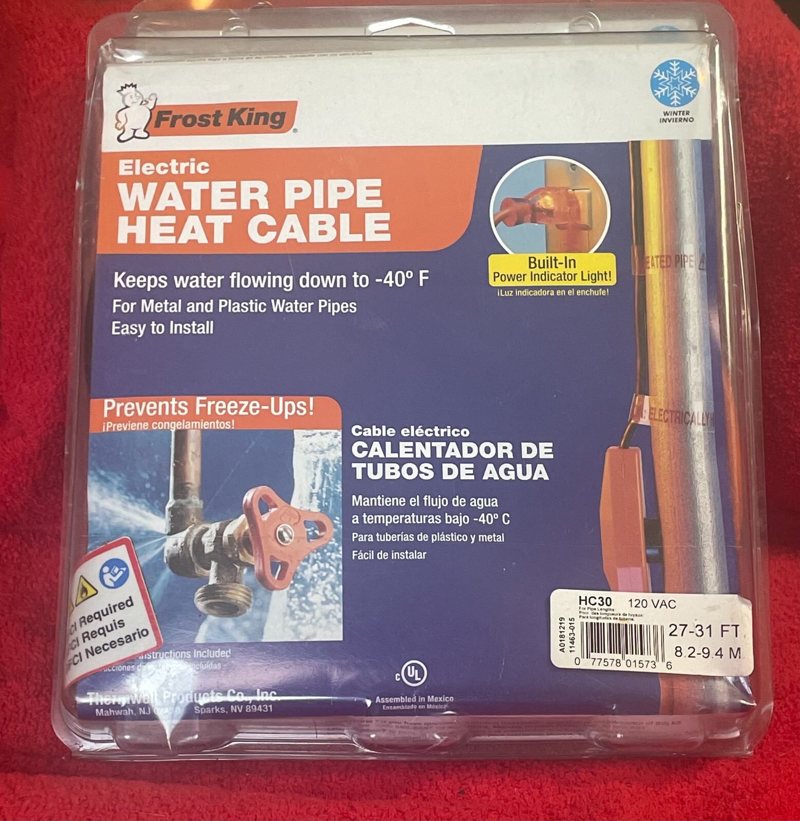 NEW Frost King electric water pipe heat cable 27-31 FT HC 30 120 VAC