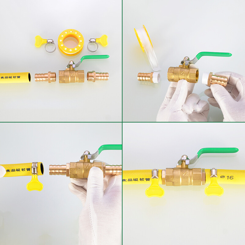Brass Ball Valve Male Female Thread Hose Barb Water/Air Gas Fuel Line Shut-off