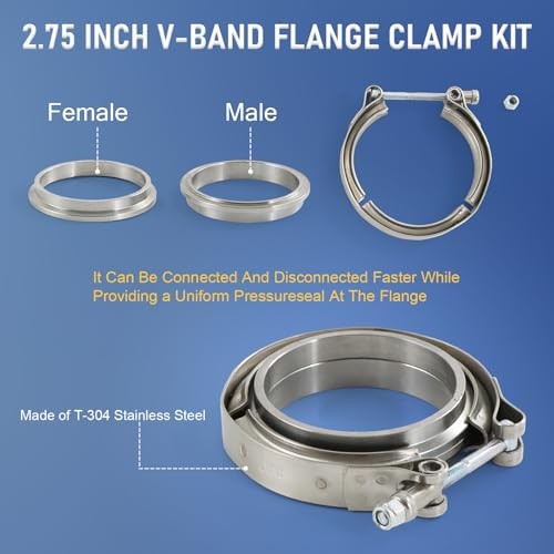 2.75″ V Band Clamp with Flange Stainless Steel Male Female Replacement For