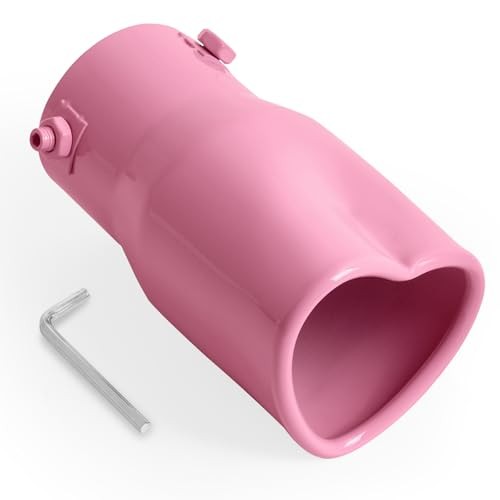 Heart Exhaust Tip 2.4″ ID/ 2.5″ OD, Adjustable Stainless Single Pipe- Pink