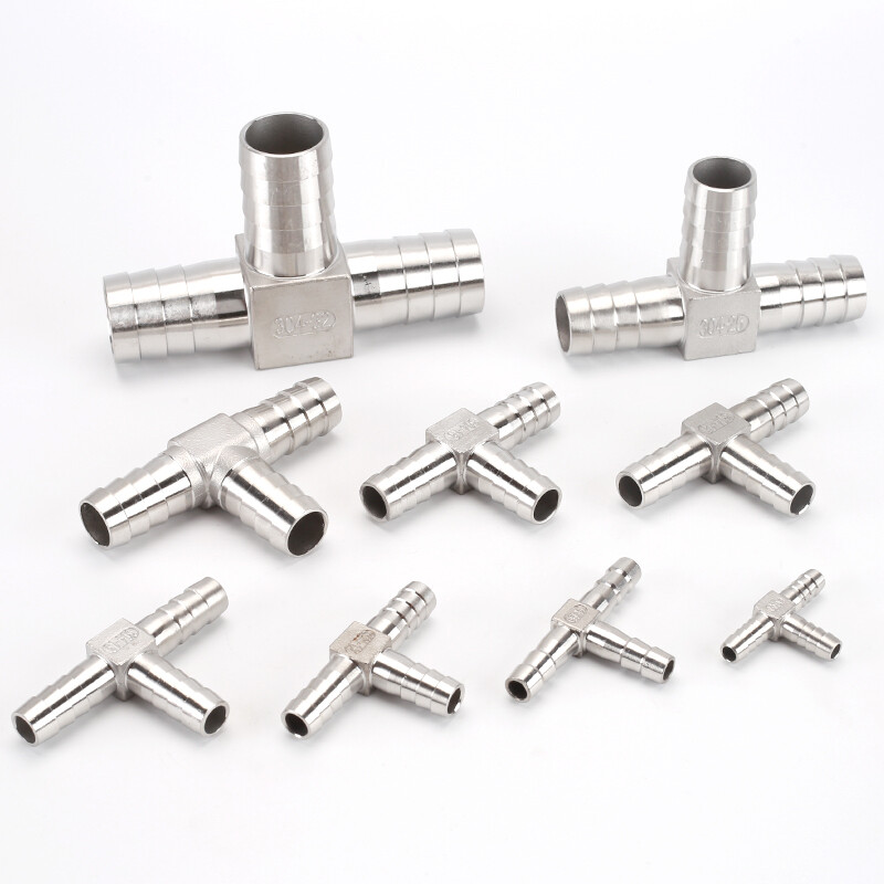 Stainless Steel Fittings Barbed Tail Tee Connector T-Piece Hose Pipe 8mm-32mm