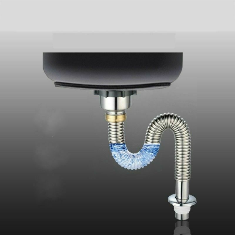 Kitchen Sink Strainer Basket Siphon Trap Pipe Stainless Steel Extension Drain
