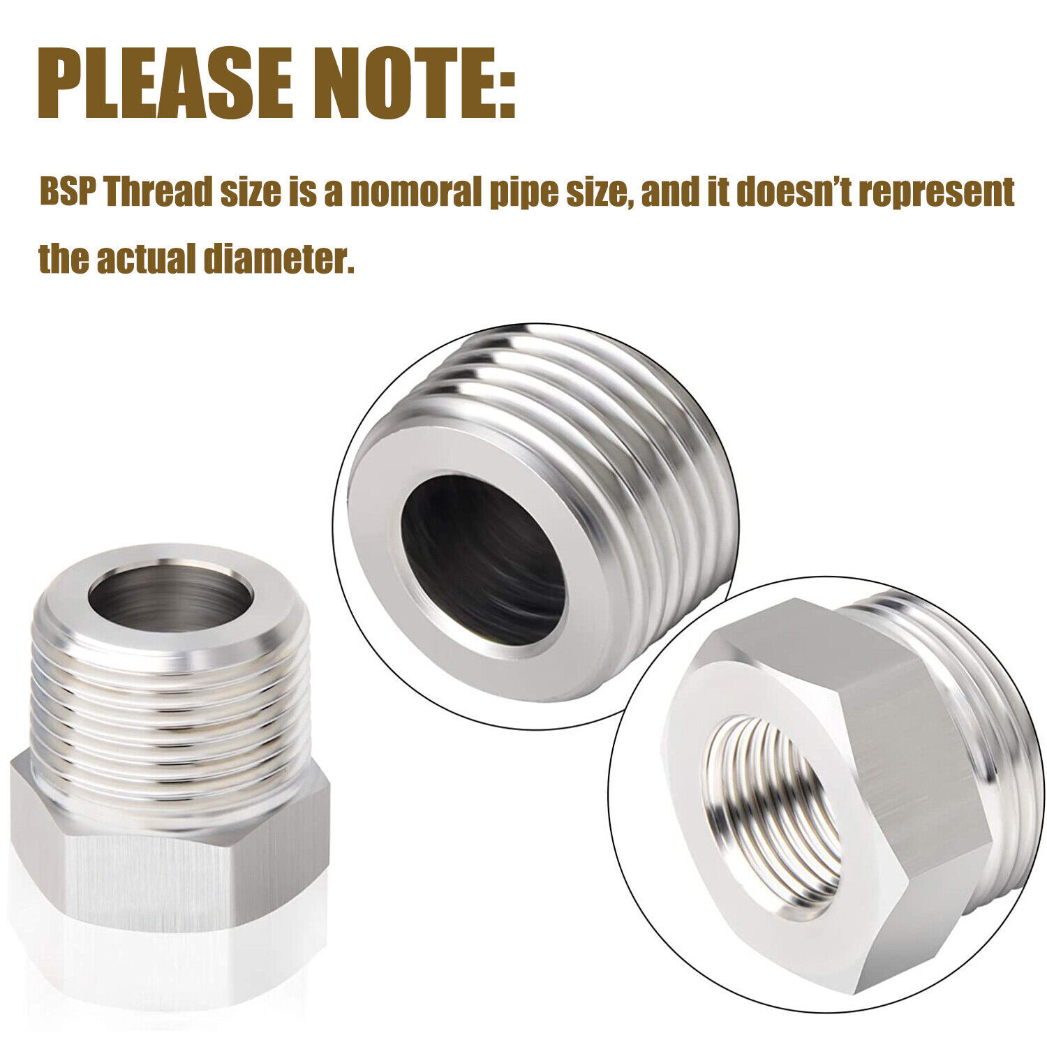 Water/Gas/Oil Pipe Fittings，Reducer Bushing BSP M/F, 1/8″-1/2″ 304 Stainles Stee