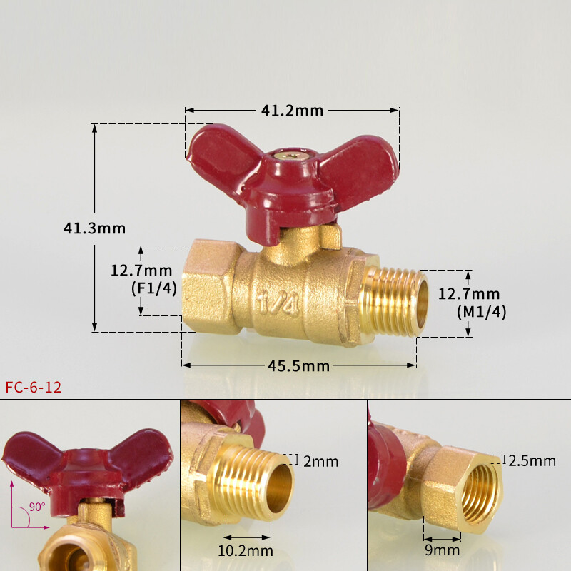 Brass Ball Valve Butterfly Handle Female/Male Pipe Valve 1/4“ 3/8“ For Gas Water