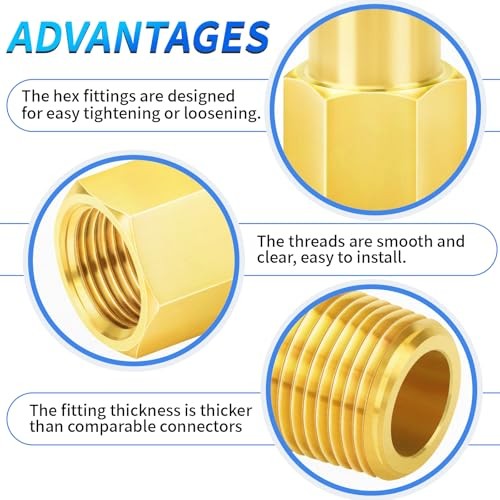 Brass Pipe Fitting, Long Nipple Pipe 1/8″ MNPT x 1/8″ FNPT 2″ Length(50MM)