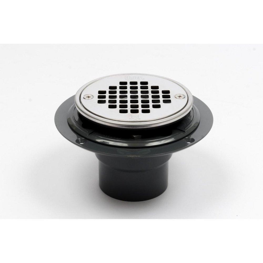 Oatey 42263 2″ PVC Round Low Profile Drain SS Strainer & Ring