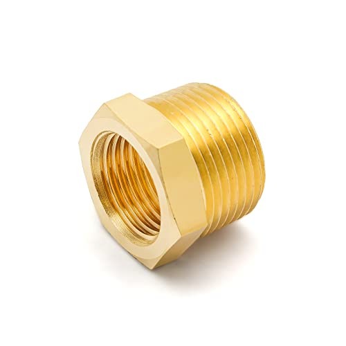 5Pcs Brass Reducer Hex Bushing Thread Reducer 1/4″ NPT Male to 1/8″ NPT Female