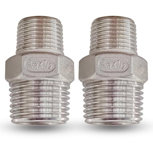 1/2” Male x 3/8″ Male NPT Threaded Reducing Nipple Pipe Fitting 1/2”-3/8”