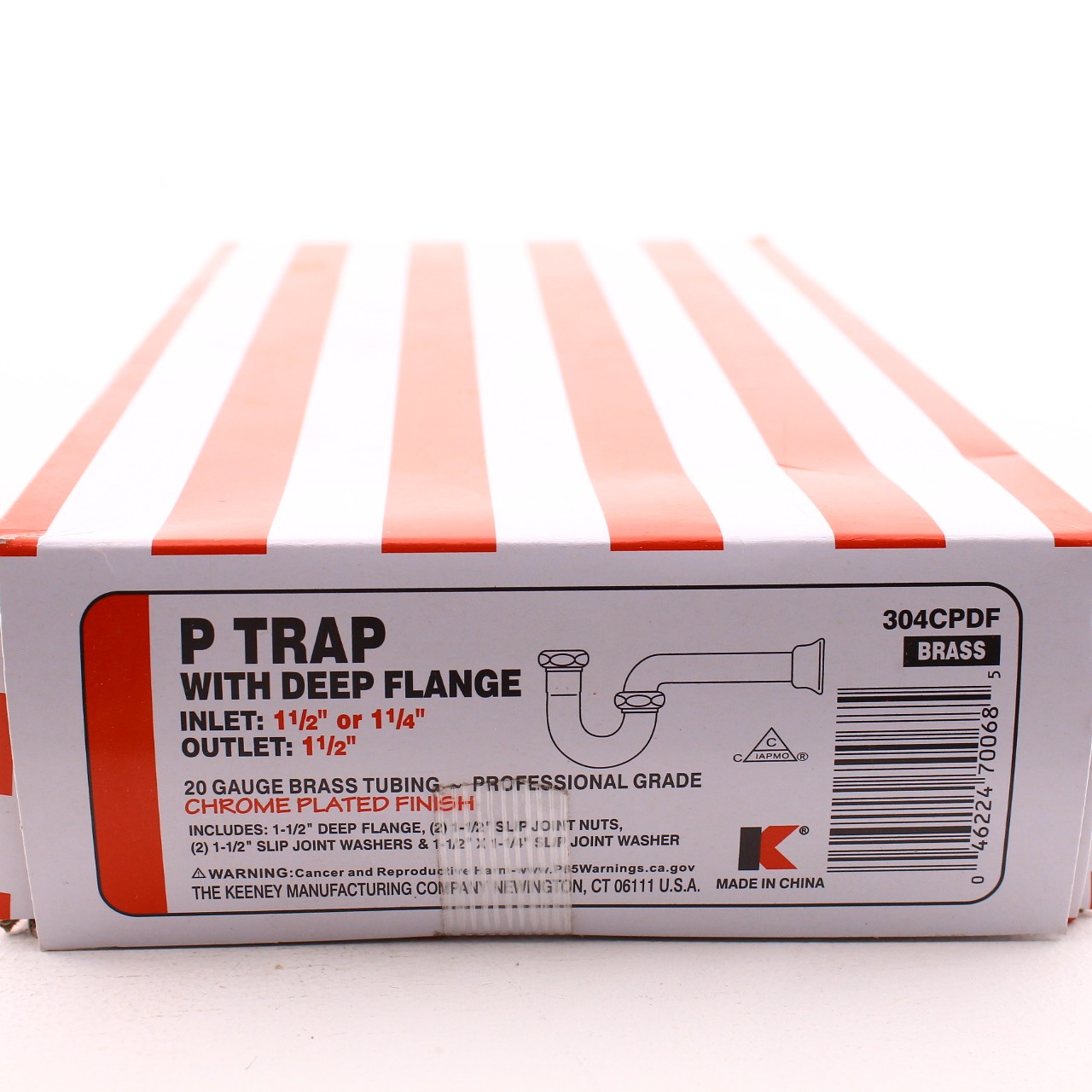 Keeney P-Trap w/ Deep Flange 1.5″ 20ga Brass Tubing Chrome Plated Finish 304CPDF