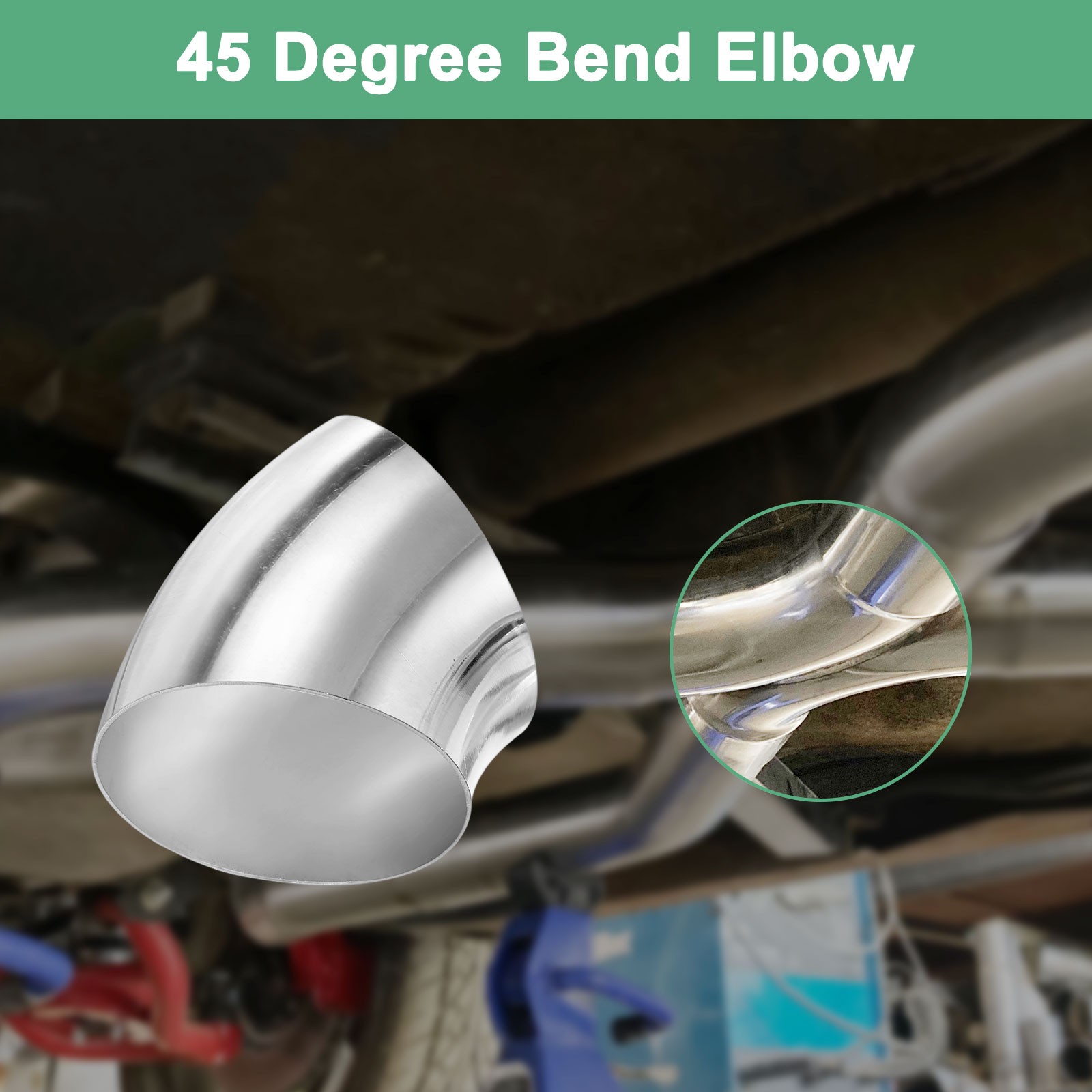 2-Pack OD 3 Inch 45 Degree Mandrel Bend Elbow, Thicken 1.5 mm Height 85 mm