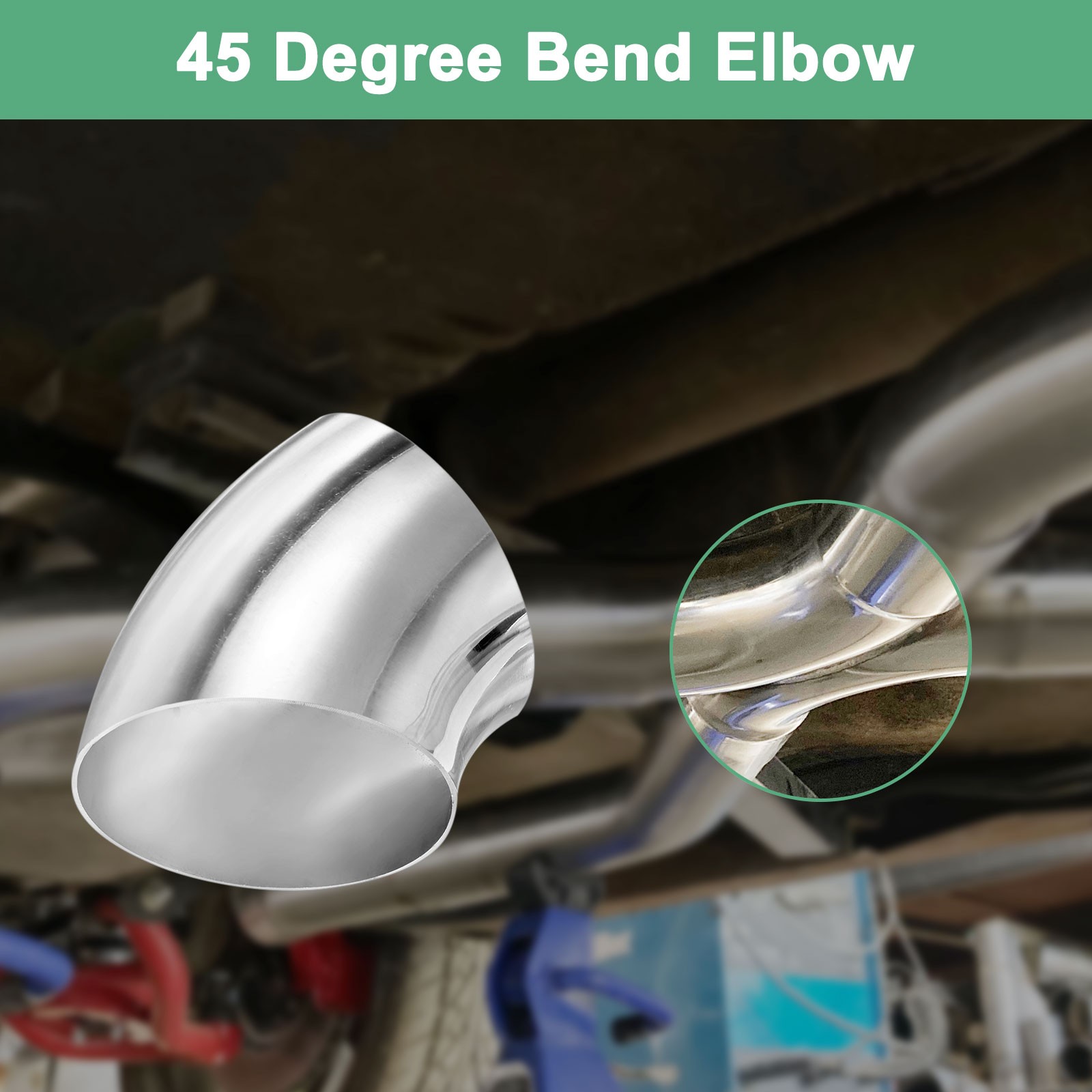 2-Pack OD 3.5 Inch 45 Degree Mandrel Bend Elbow, Thicken 1.5 mm Height 104 mm