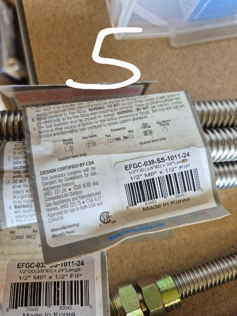 Easyflex stainless steel gas connections, various sizes, free shipping CONUS
