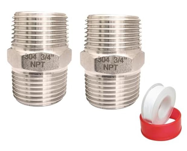 3/4″ x 3/4″ Male NPT Threaded Hex Nipple Pipe Fittings 3/4″ x3/4″MNPT pack of 2