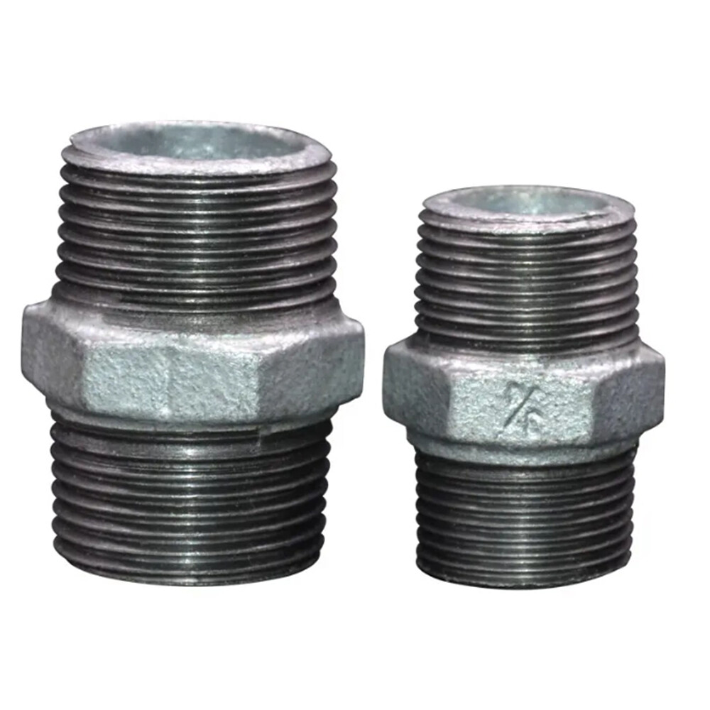 Hex Nipple Galvanized Steel Malleable Iron Pipe Fitting BSP 1/2-3″ Thickening