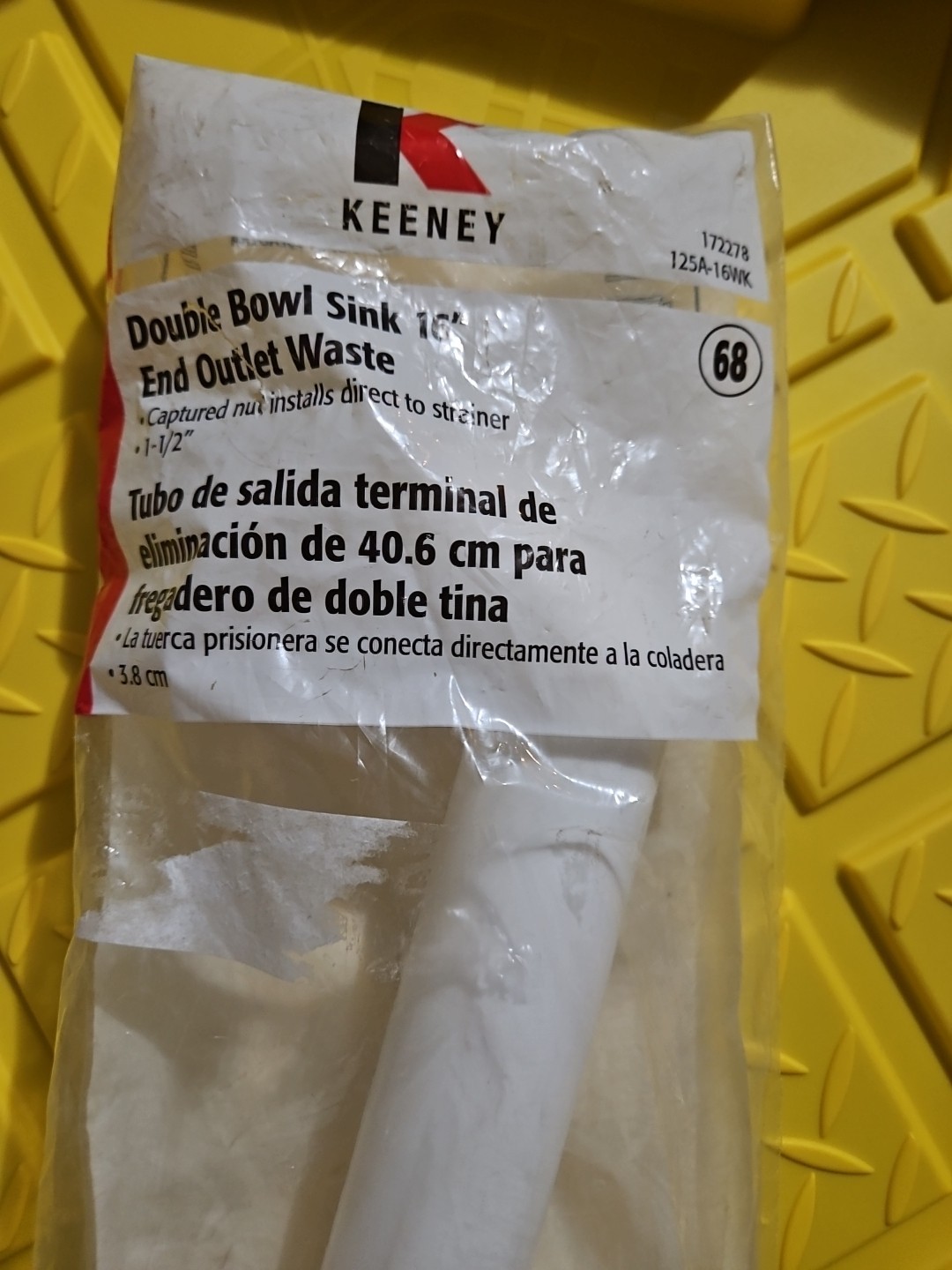 New KEENEY Double Bowl Sink 16″ End Outlet Waste 1-1/2″ 125A-16WK 68