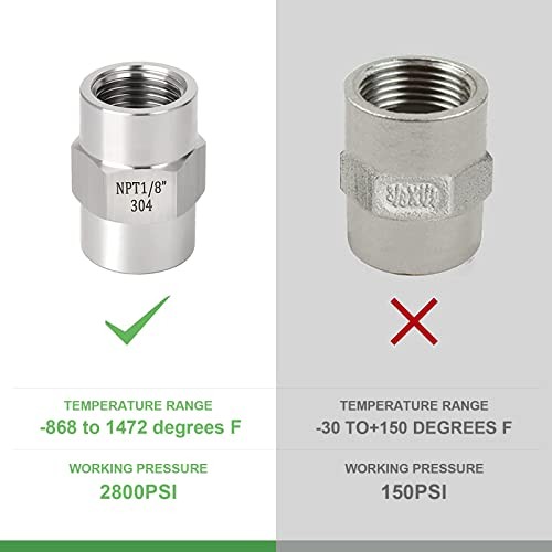 5PCS Forging of 304 Stainless Steel Pipe Fitting, Coupling, 5PCS 1/8″ Style 2
