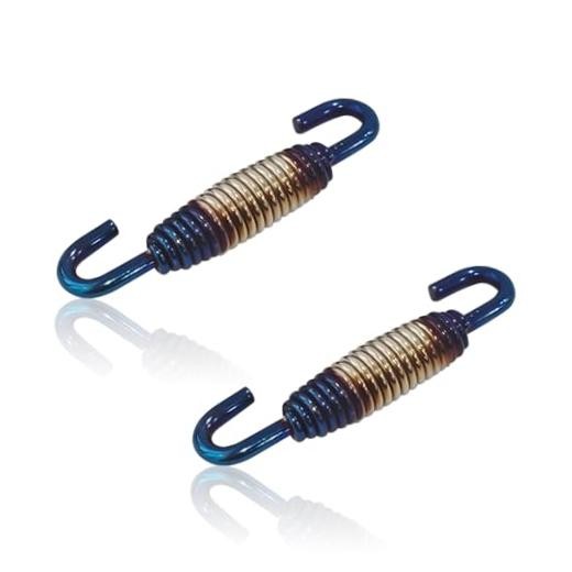 Motorcycle Exhaust Spring with Swivel Hooks, 40-60 mm Extended Silver Blue