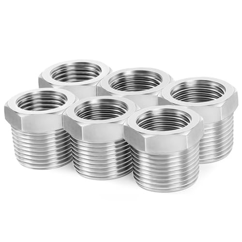 304 Stainless Steel Pipe Fitting, Reducer Hex Bushing 1/2″ MNPT x 1/4″ FNPT 6