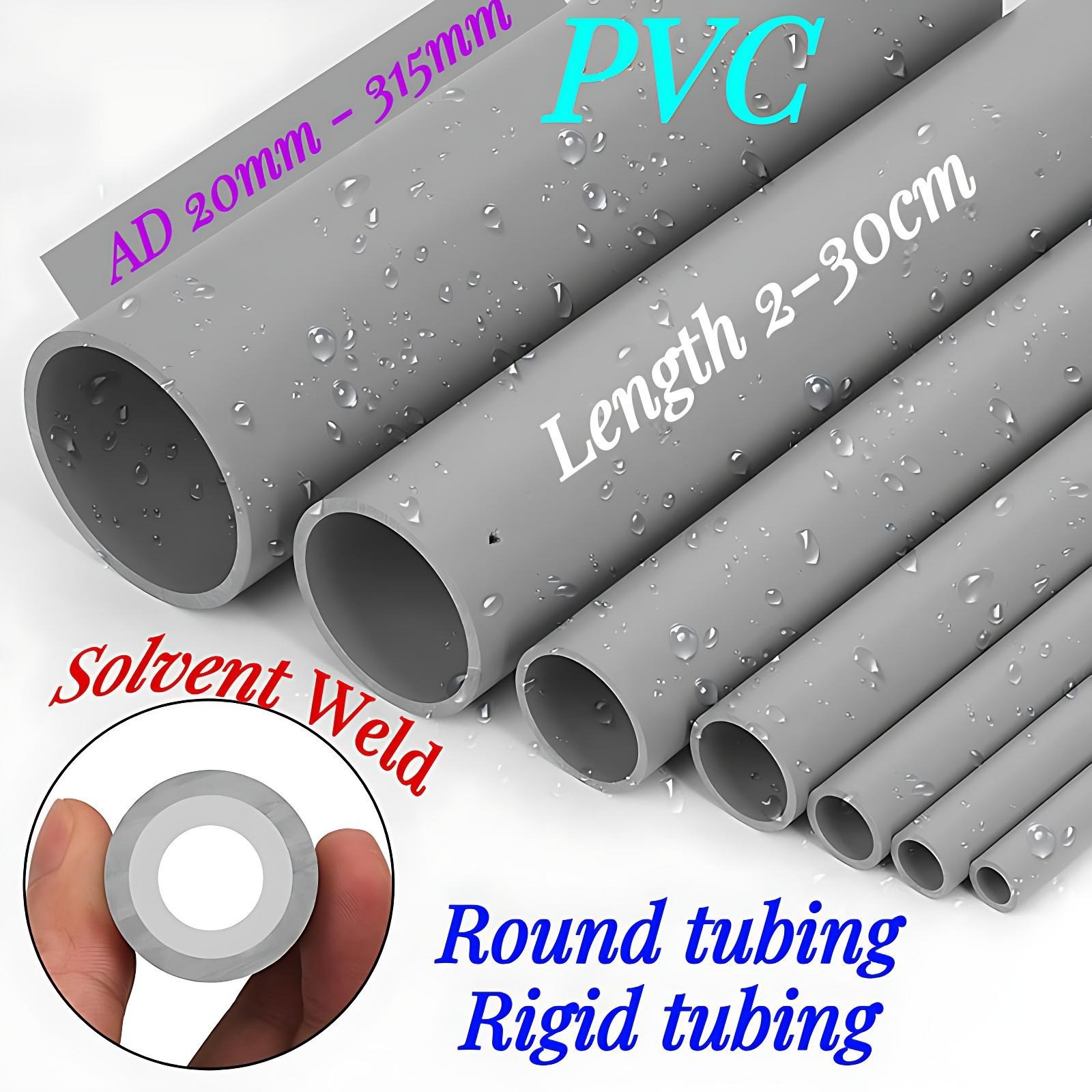 20-315mm Grey PVC Round Tube / Pipe Solvent Weld Length 2cm 5cm 8cm 10cm – 30cm