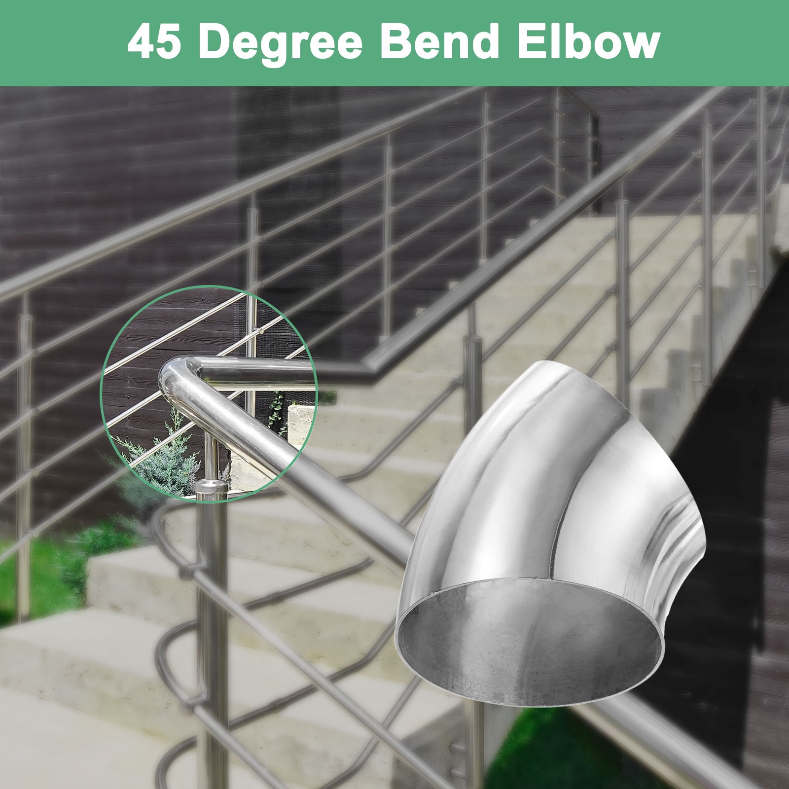 4-Pack OD 3.5 Inch 45 Degree Mandrel Bend Elbow, Thicken 1.5 mm Height 101 mm