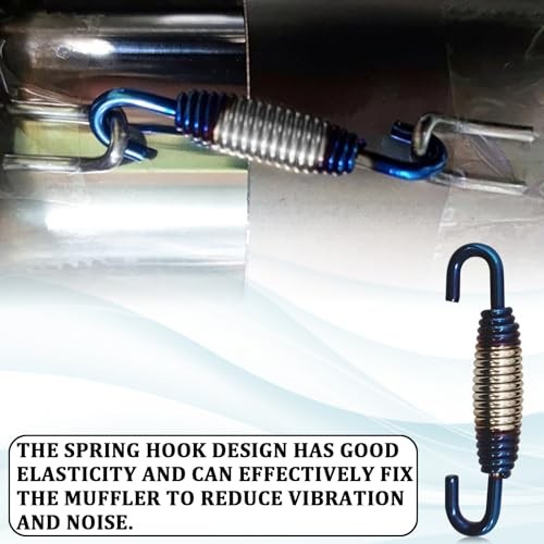 Motorcycle Exhaust Spring with Swivel Hooks, 40-60 mm Extended Silver Blue
