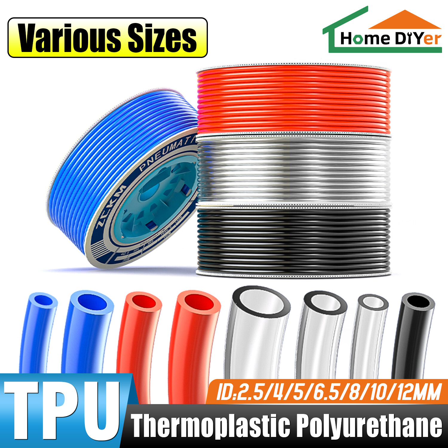 Polyurethane Flexible Tubing TPU Hose Tube Pneumatic Pipe Compressed Air Gas
