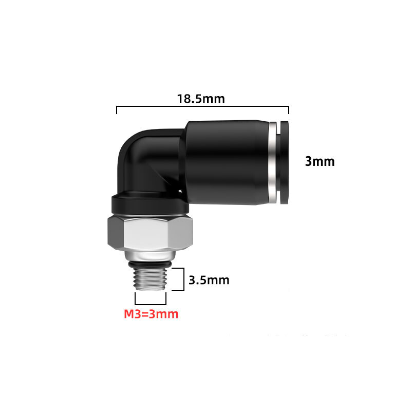 Pneumatic Push In Fitting Air Water Pipe – 90° Male Elbow Stud 3/4/5/6/8/10 mm