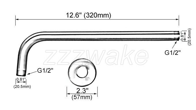 Gold Color Brass Wall Mounted Rain Shower Arm Shower Head Fixed Pipe Zsh102