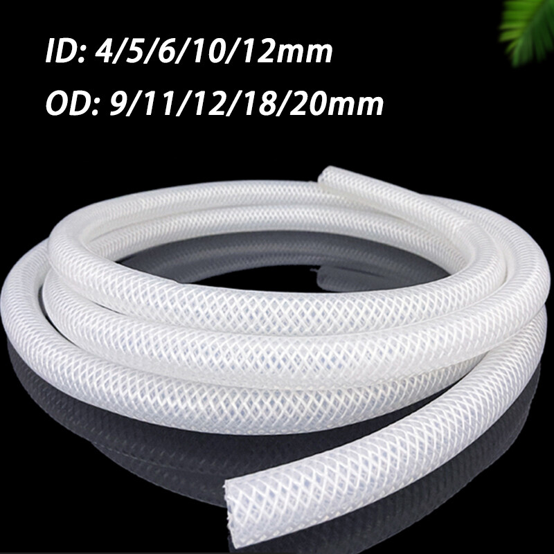 White Silicone Braided Hose Food Grade ID 4mm-12mm Reinforced Tube Tubing Pipe
