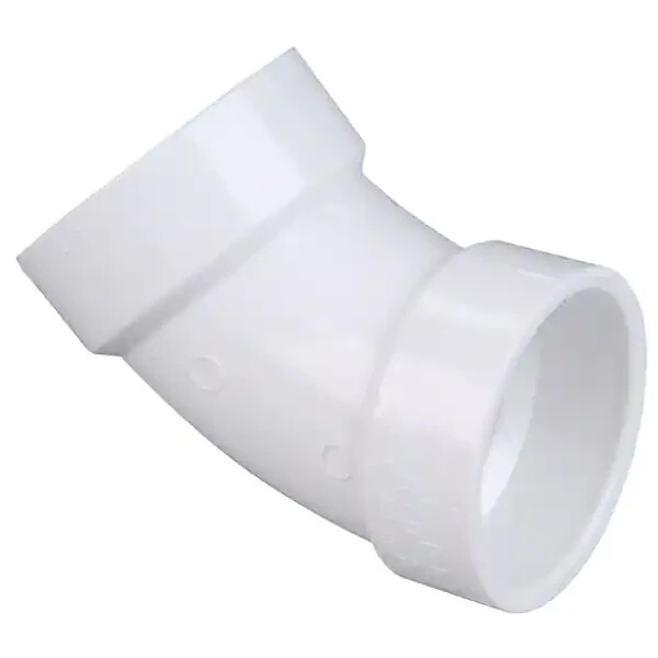 NIBCO 2 in. PVC DWV 45-Degree Hub x Hub Elbow Pipe Fitting – White C4806HD2