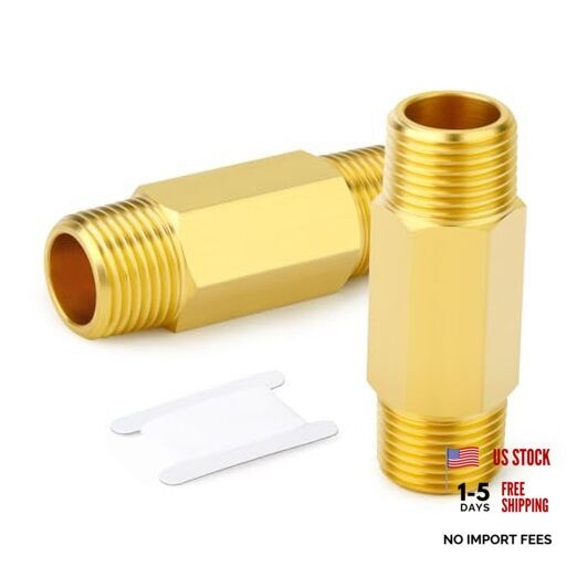 Brass Long Nipple, 3/8 NPT brass nipple, 2″ 3/8″MNPT 2Pcs 2″(50mm)Length