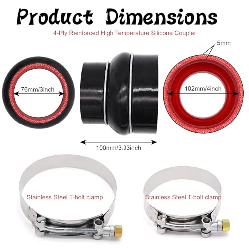 High Performance Straight Silicone Hump Coupler Reducer ID 3 to 4 Inch 4 ID3-4″