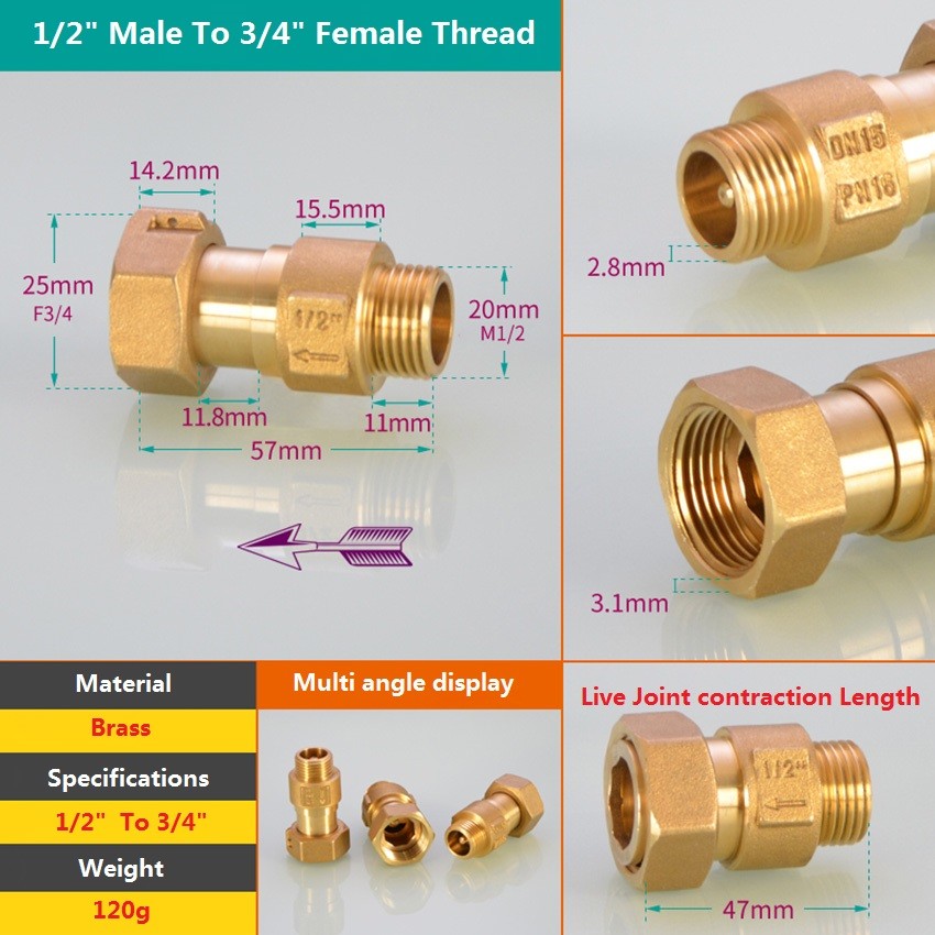 Brass Check Valve BSP Male To Female Thread Non-return Valves for Water Meter