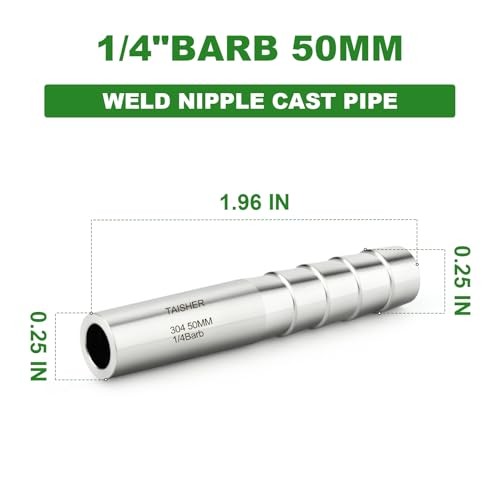 PCS 304 Stainless Steel Pipe Fittings, 1/4″ Barb” Length 1/4″ Barb(2″ Length) 2