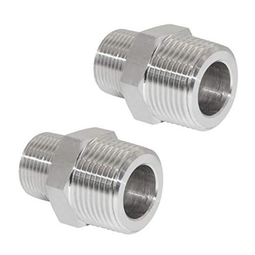 Reducing Hex Nipple, 1/4″ 1/4“ x 1/8” NPT( O.D x O.D: 1/2″ x 3/8″ ) Pack of 2
