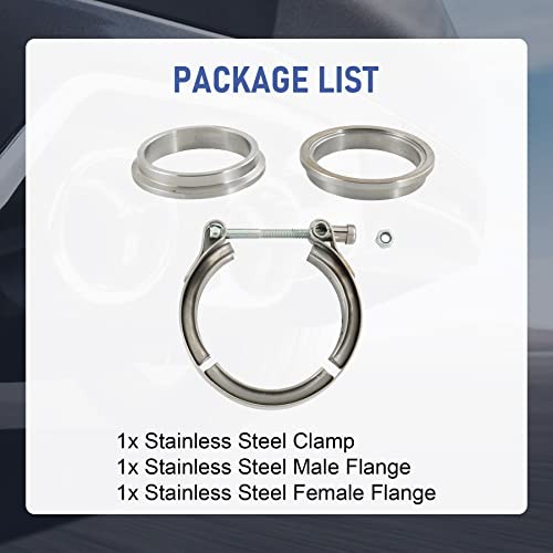 2.75″ V Band Clamp with Flange Stainless Steel Male Female Replacement For