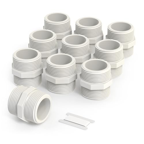 10Pcs 1-1/2″ PVC Pipe Fittings Nipple, G1-1/2 Male X G1-1/2 Male 1-1/2″,10Pcs
