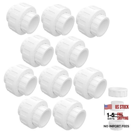 Pcs PVC Union Coupling, Socket x Socket | Fits Standard 3/4″ SCH 40 3/4 Inch 10