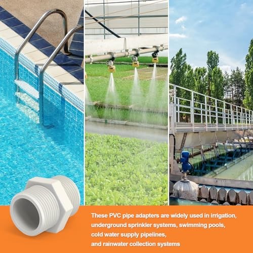 10Pcs 1″ PVC Pipe Fittings Nipple, G 1 Male X G 1 Male PVC Coupling 1″,10Pcs