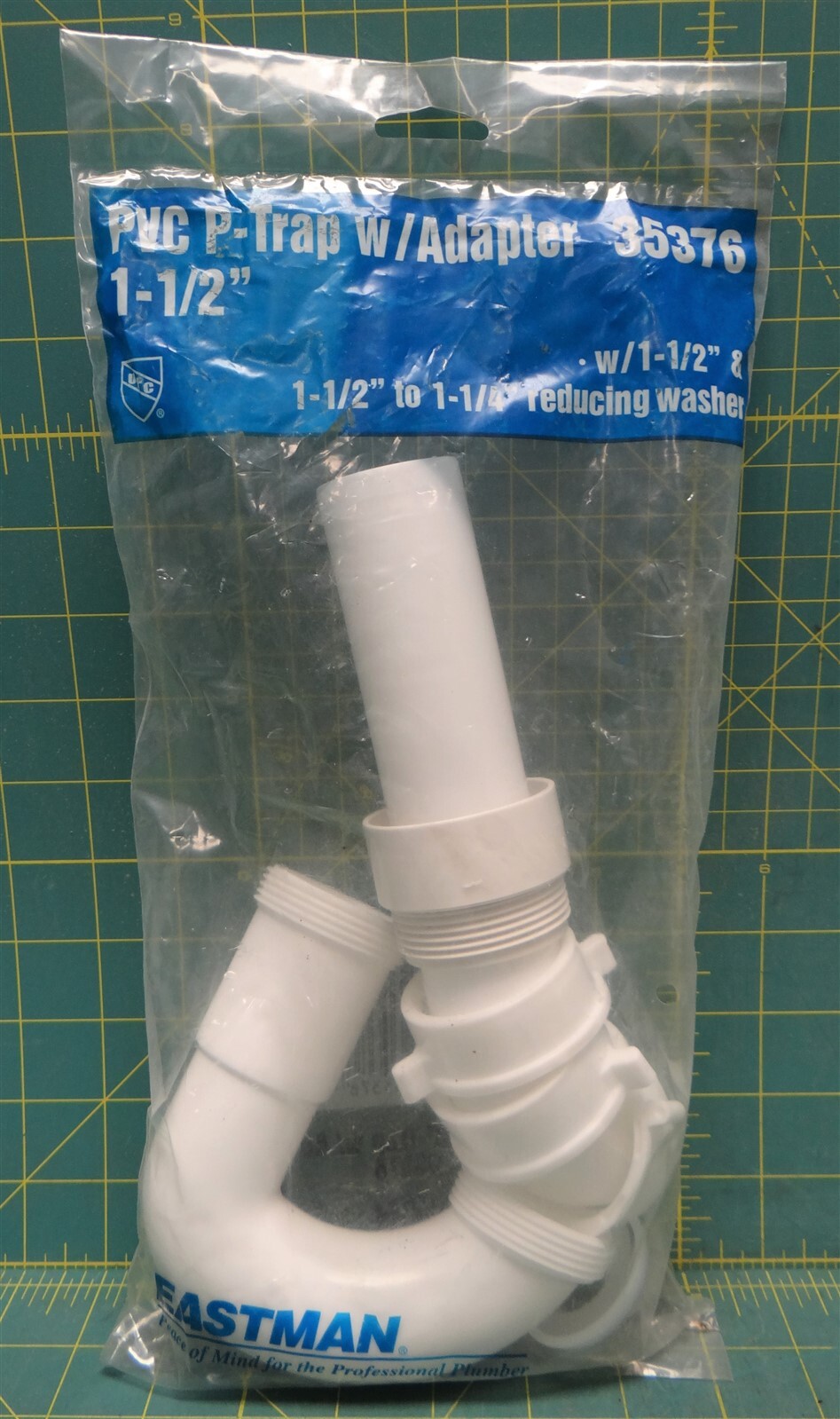 Eastman 35376 PVC P-Trap w/Adapter 1-½” w/ 1-½” & 1-½” to 1-¼” Reducing Washer