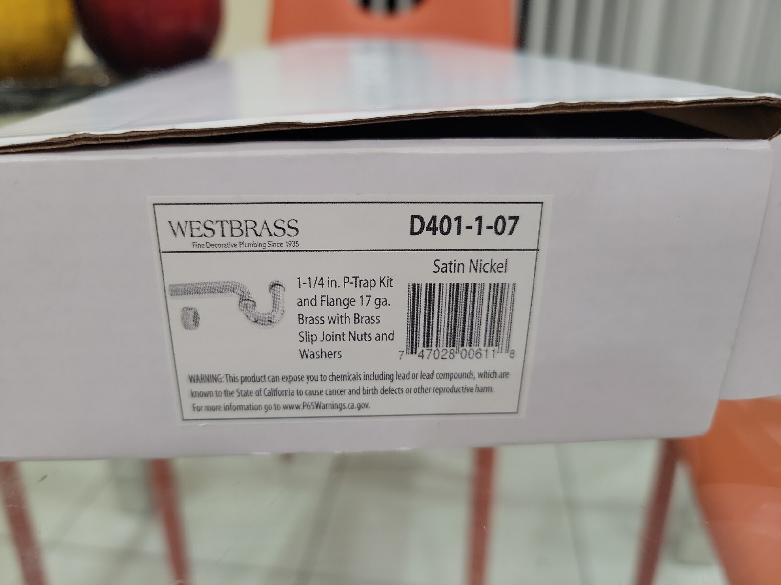 Westbrass D401-1-07 1 1/4″ Satin Nickel P-Trap NIB HRT