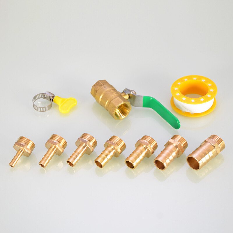 Brass Ball Valve Male Female Thread Hose Barb Water/Air Gas Fuel Line Shut-off