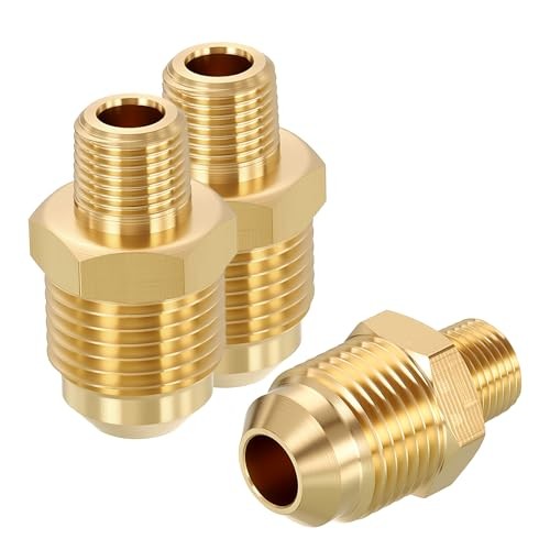 Pack Male to Male Adapter/8″ Male Flare x 3/8″ Male Flare to 1/8″ Male NPT 3