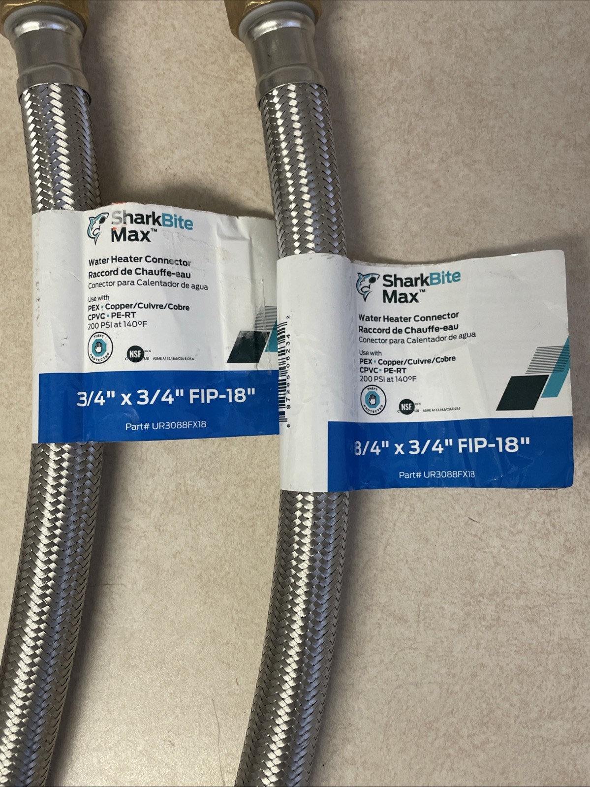 Lot Of 6 SHARKBITE MAX UR3088FX 3/4″ X 3/4″ FIP Water Heater Hoses READ DESCRIPT
